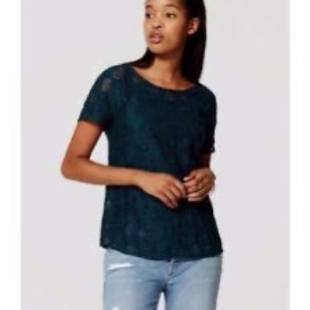 Loft Size Large Teal Lace Top